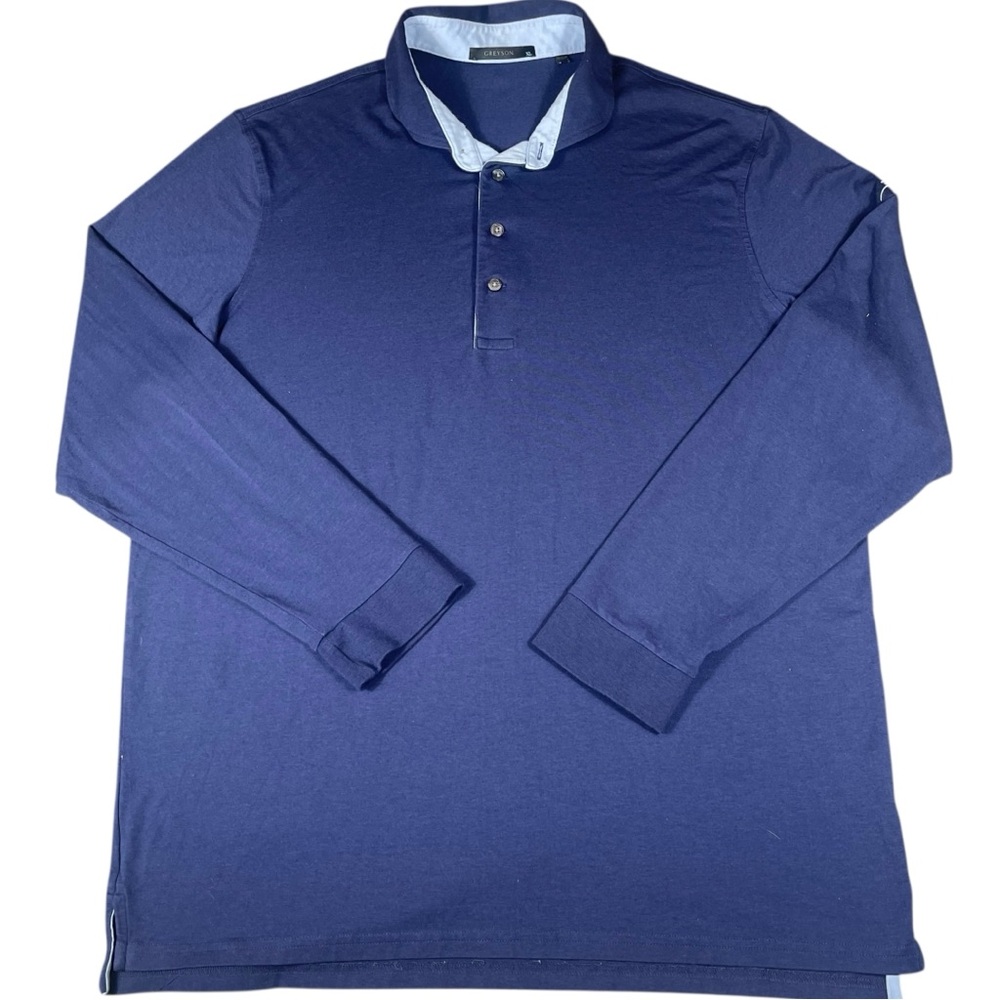 Greyson Apache Men’s Blue Long Sleeve Soft Golf Polo Shirt Size XL